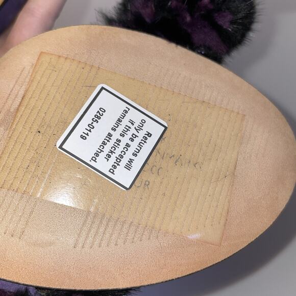 Stuart Weitzman Shoes Womens Size 8.5 Purple Fur Suede High Heel Sandals Strap - Picture 11 of 16
